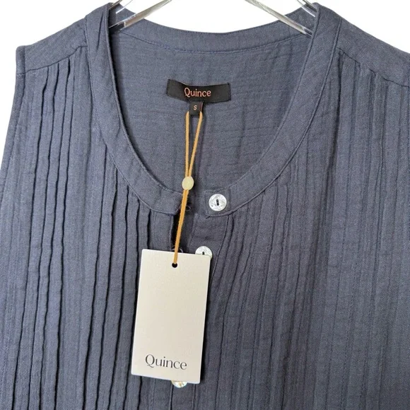 NEW Quince 100% Cotton Gauze Sleeveless Indigo Women’s Swing Mini Dress Sz S - Picture 4 of 15